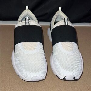 White and Black Slip-On Sneakers